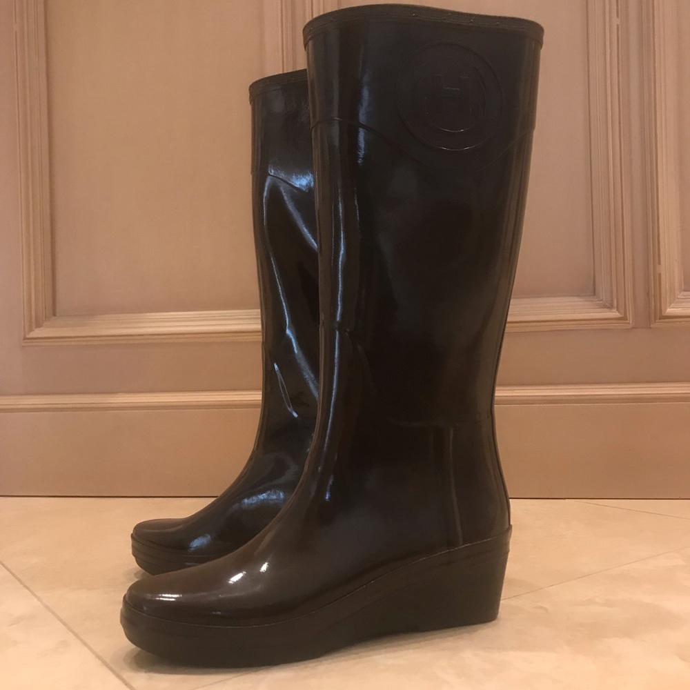 NWOT!  Hunter Rain Boots with wedge heel!